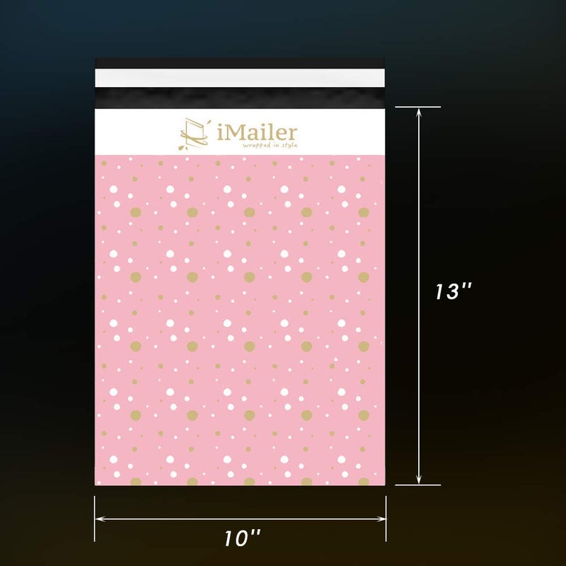 iMailer 100 Count - 10x13 inch, Pink Polka Dot - Thank You Poly Mailer Envelope, Mailing Shipping Bags with Self Seal Strip - Image 2